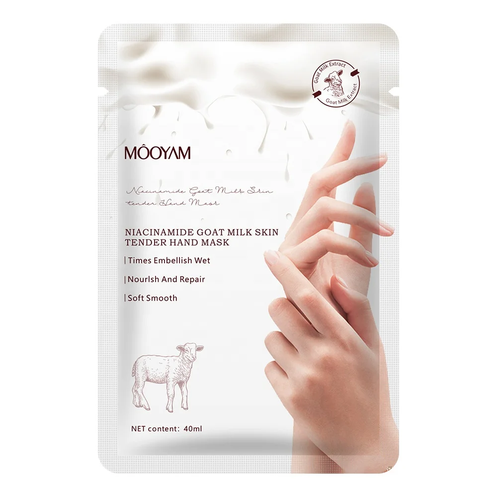 Wholesale Natural Hydrating Niacinamide Goat Milk Hand Mask Gloves Sheet Skin Repair Whitening Moisturizing Hand Mask
