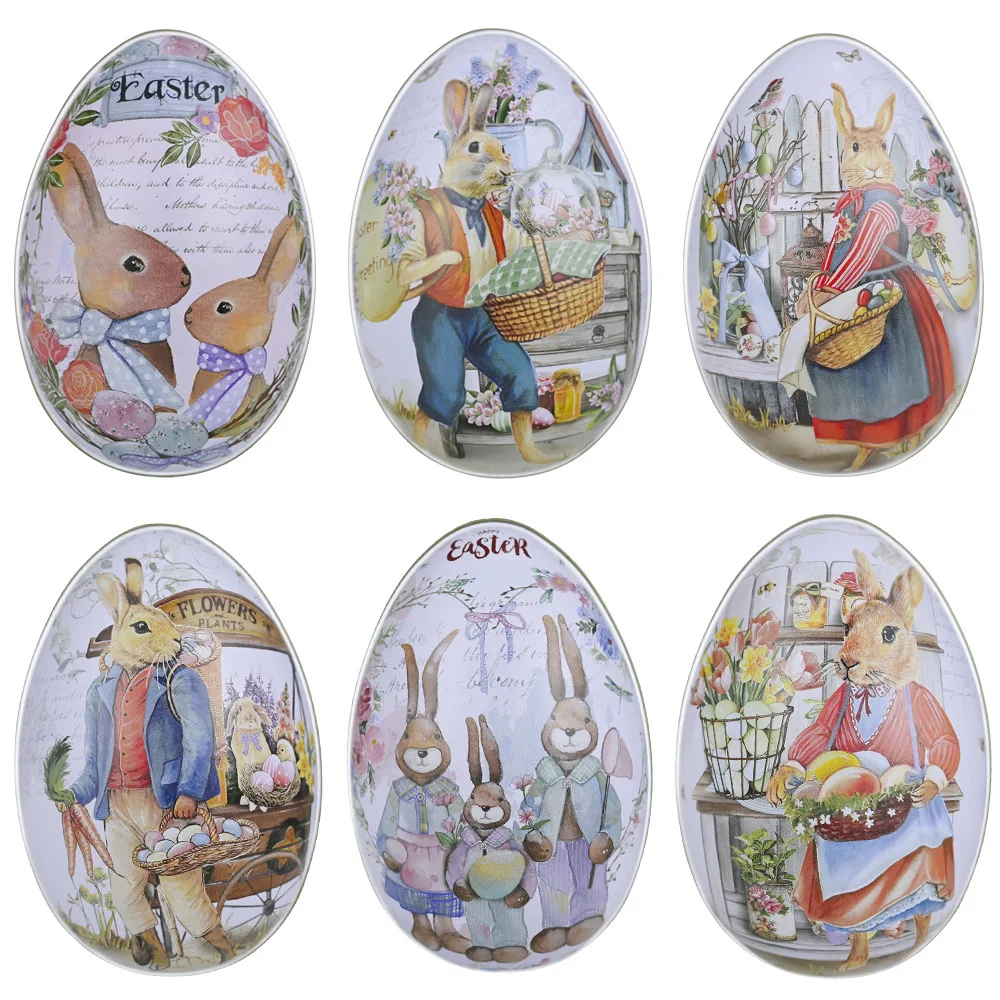 Wholesale New Easter Decorations Easter Tin Eggs Colorful Bunny Tin Eggs Candy Egg Shells for Party & Home Holiday Supplies