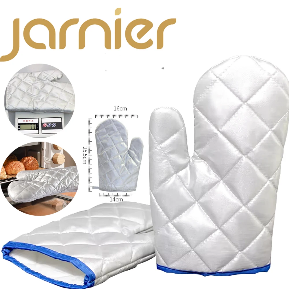 Wholesale Silver-Coated Cotton Microwave Oven Gloves Thickened High Temperature Resistant BBQ Cooking Gloves Custom Logo Print