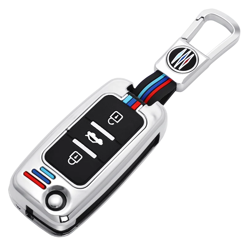 Zinc Alloy Metal Silica Gel Car Key Case Cover Shell for Great Wall TengYi C30 C50 C70 GW Fold Key Ring Keychain Bag Accessories