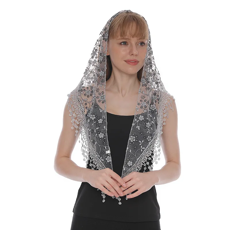 Wholesale Spanish Mantilla Church Veil Women's Latin Mass Triangle Scarf Tulle Sun Protection for Catholic Church Services