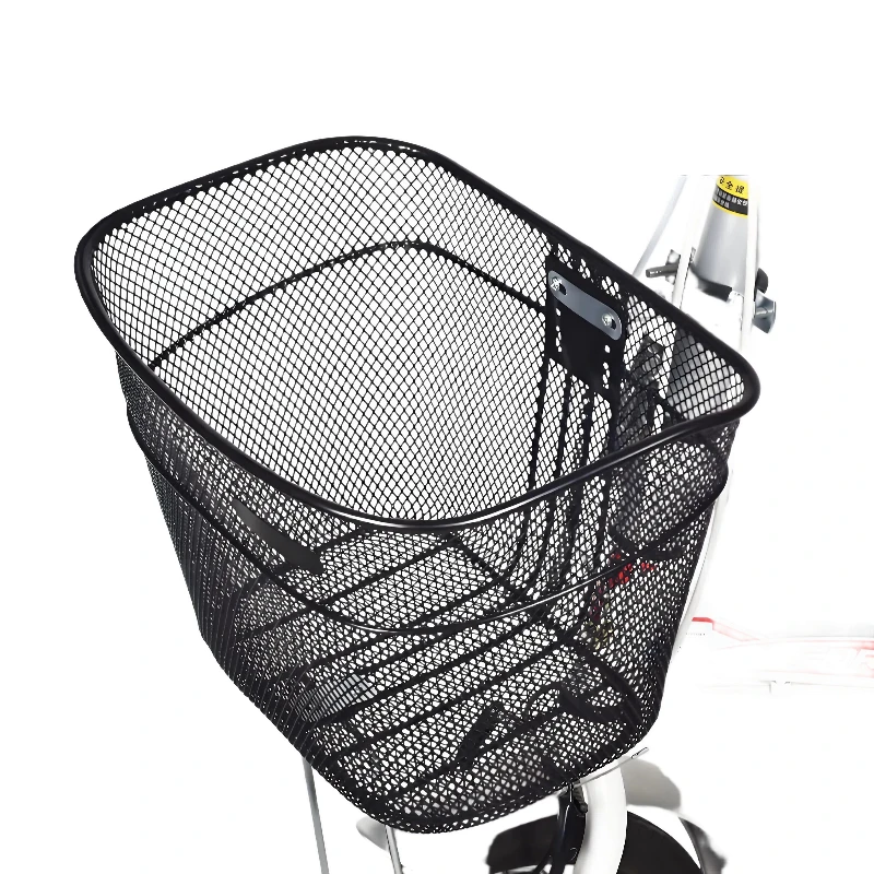 XINJINFENG Large Capacity Strong Steel Simple Bicycle Front Rack Basket-Black Durable Fits Common Ebike 23x30cm