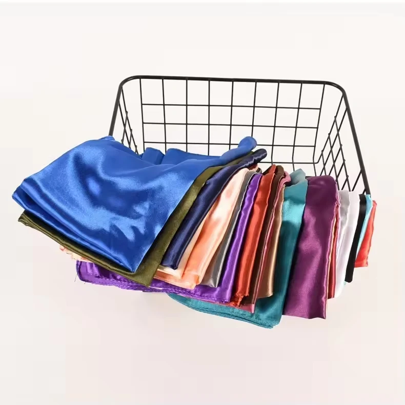 Wholesale Solid Color Summer Silk Satin Shawl Large Size 60*60 Twill Style Plain Color Women's Silk Square Scarf - Image 6