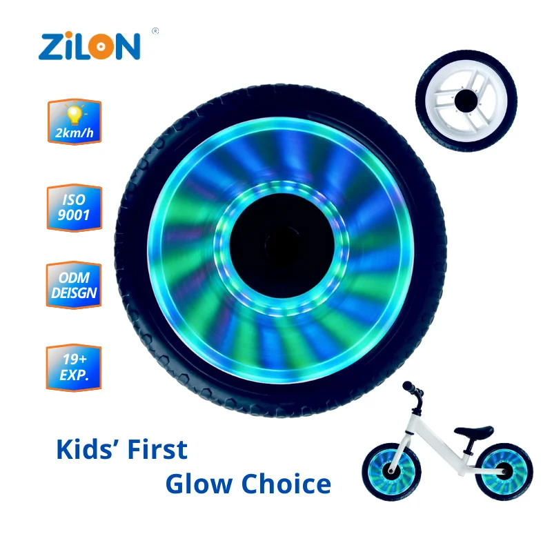 ZiLon PP+EVA 12 Inch Light-Up LED Flashing Wheel for Kids Balance Bike Mini Bikes with Bearing