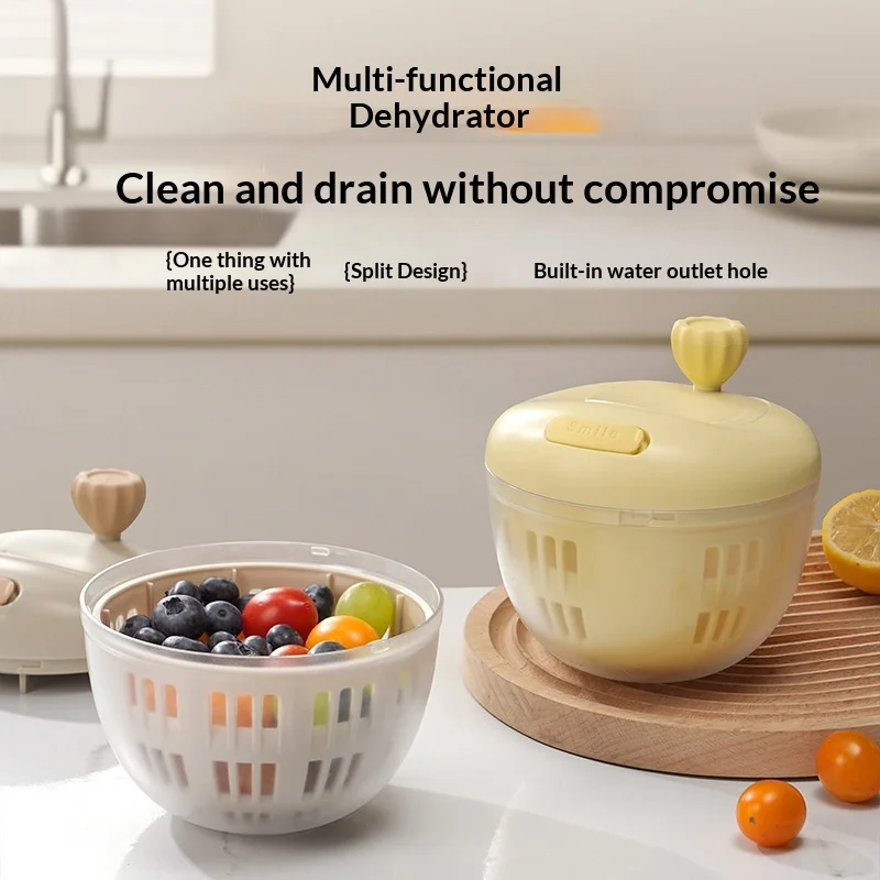 [Patented Design] Hug Dehydrator Fruit & Vegetable Tools Manual Spin Dryer Vegetable Spinner Drain Wash