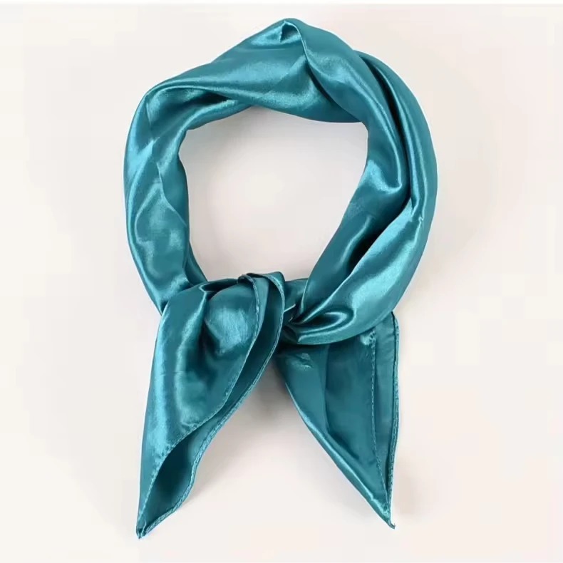 Wholesale Solid Color Summer Silk Satin Shawl Large Size 60*60 Twill Style Plain Color Women's Silk Square Scarf - Image 3