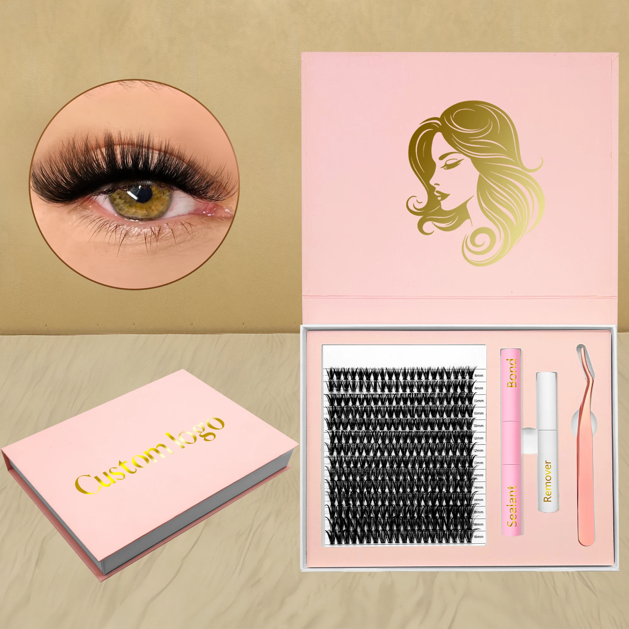 Wholesale Fluffy  Lash Extension Kit D Curl Natural 80D &100D Thick Cluster Lashes With Private Label Eyelash Clusters