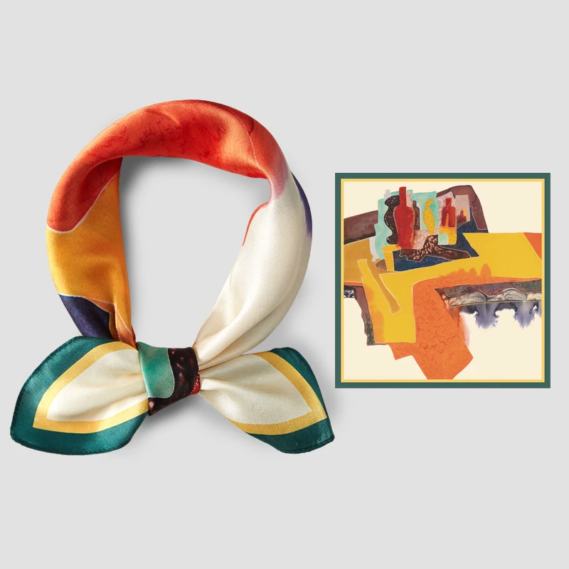 Women's Silk Scarf Custom Printed 100% Pure Mulberry Silk Bandana Silk Scarves