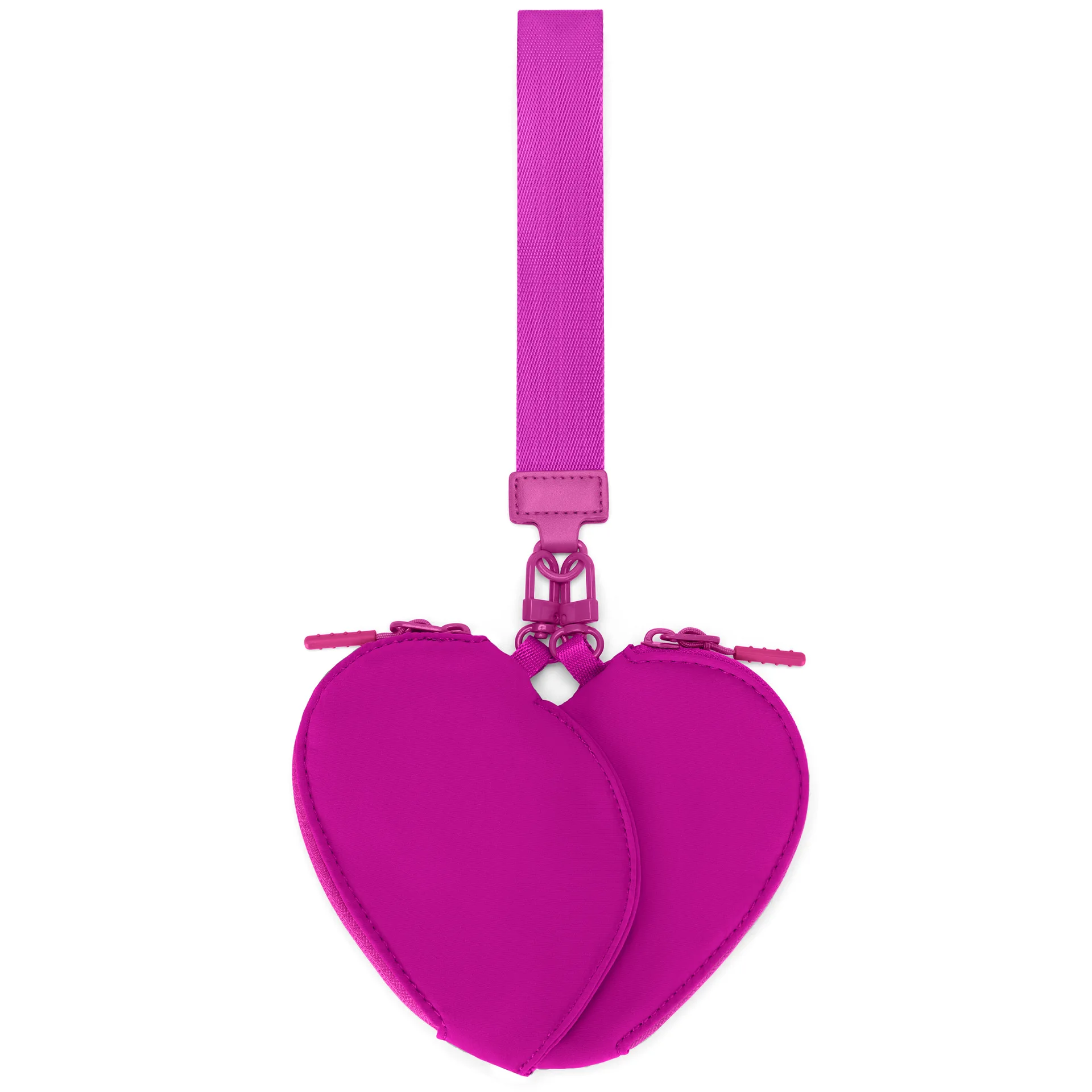 Wholesale New Arrival Heart-shape Wristlets  Nylon Waterproof Keychain Bags Double Wallet Mini Card Holder Small Coin Pouch