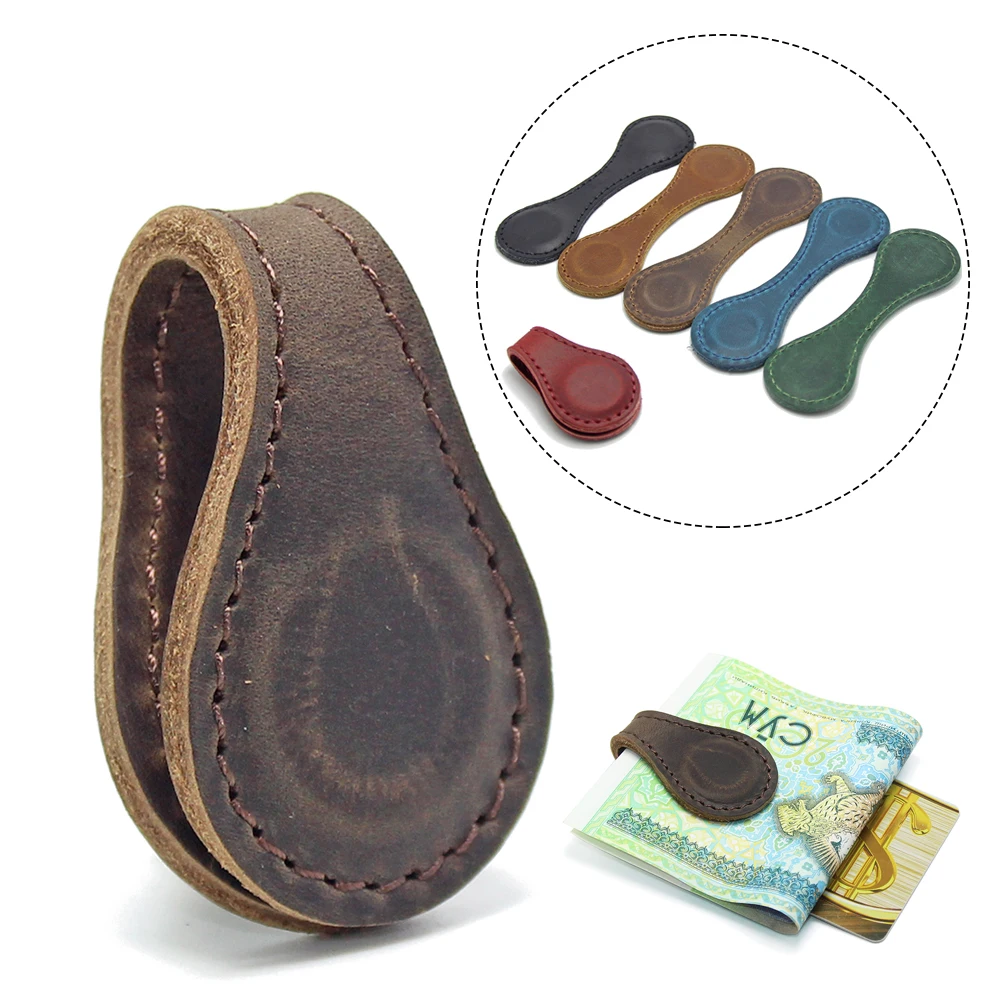 PU Leather Travel Slim Pocket Magnetic Cash Money Clip Mini Clamp Business Id Credit Card Case Holder Men Money Clip Magnet