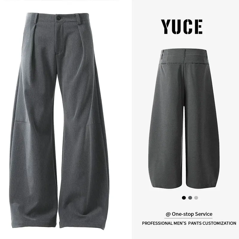 YUCE Custom Baggy Wide Leg Pants for Men Pleated Design Casual Scimitar Trousers Loose Bootcut Flared Men Pants