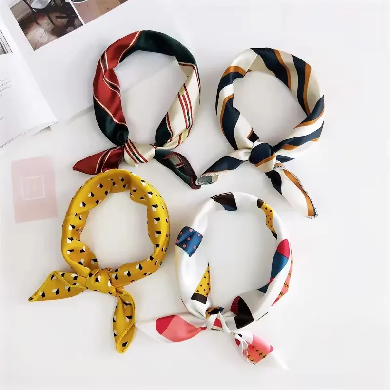 Wholesale Silk Square Scarf Women Satin Shawl Wrap Hijab Female Hair Wrist Luxury Head Kerchief 50*50cm Echarpe Bandana