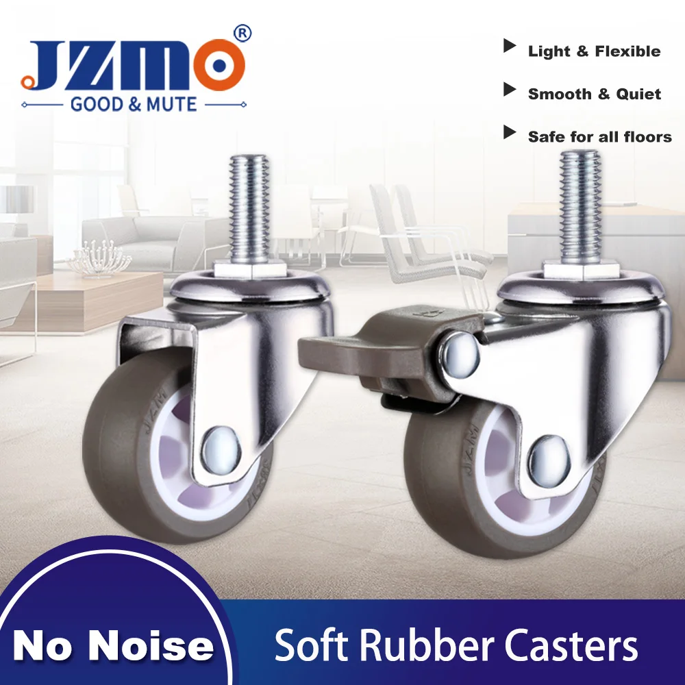 1.5 Inch 2 Inch Universal Wheel Pallet Caster M10M12 Screw AGV Wheel Medical Trolley Swivel Feature Hospital Plastic Bathroom